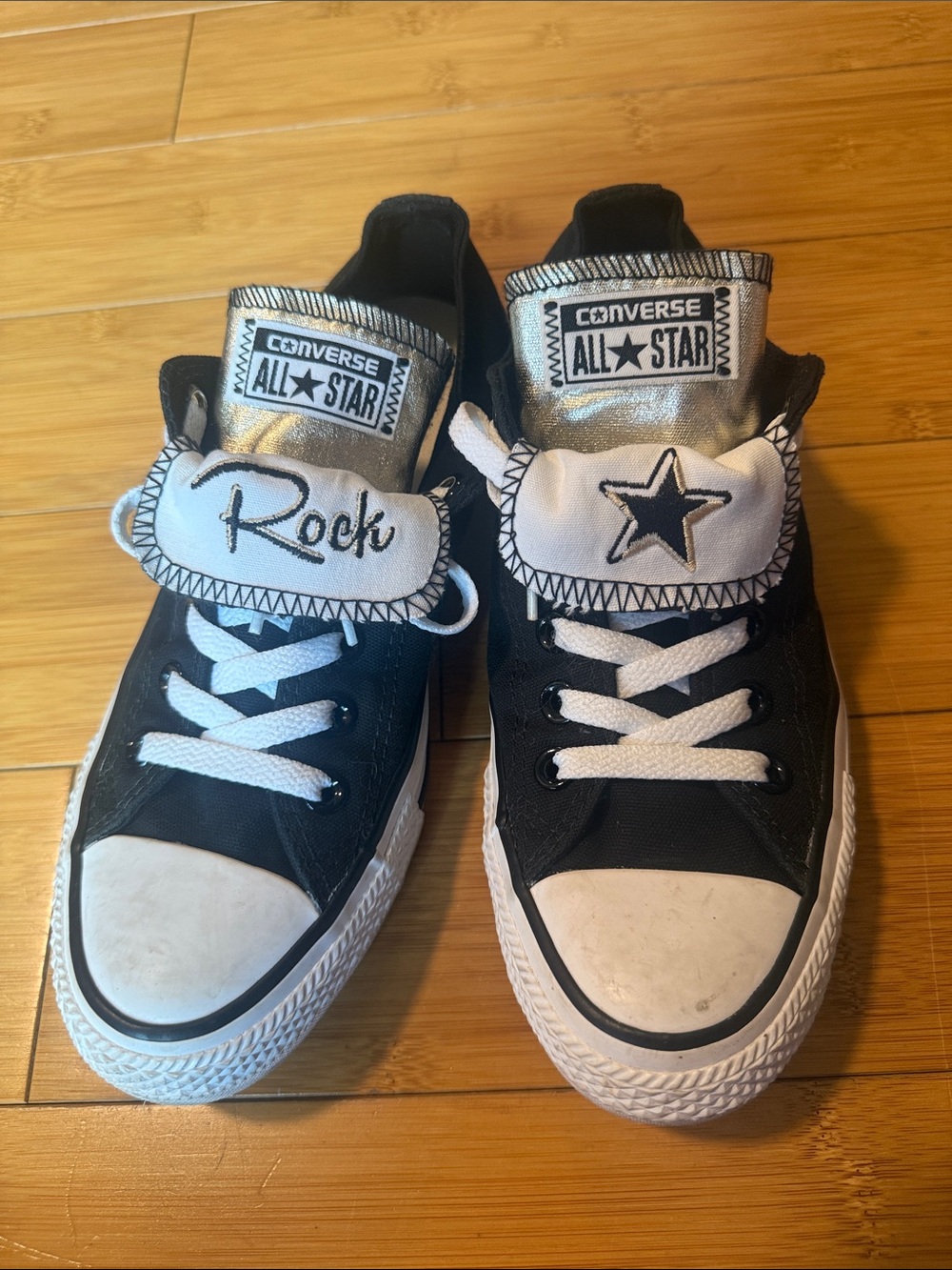 Converse Black and White 'Rock' Low-Top All Star Sneakers